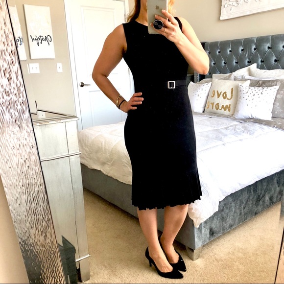 Misook Black Sleeveless Dress w/ Pleated Hem XS - Picture 6 of 8